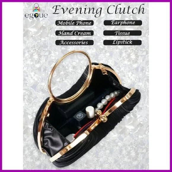 Sparkling Evening Clutch with Detachable Chain Strap, 7.8
